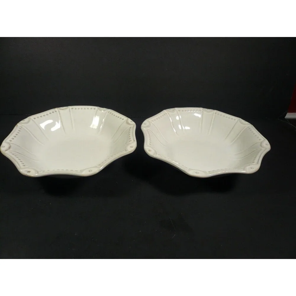 2 Art Pottery Accent White Bowls 8 1/2